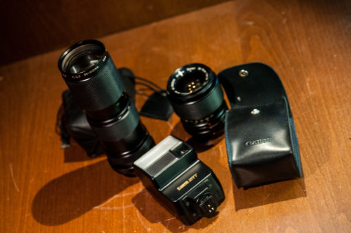 Canon FD lens/Flash set vivitar 35-70mm , kenlock 85-210 + canon 277t