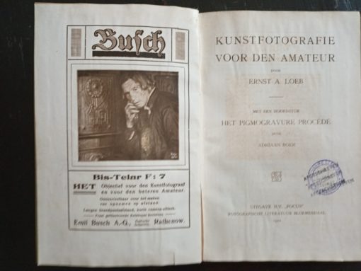 Booklet from 1922 bound in black with a chapter on the pigmogravure process bromine oil printing gum printing noble processes Old photographic processes Tessar advertising Emil Busch advertising