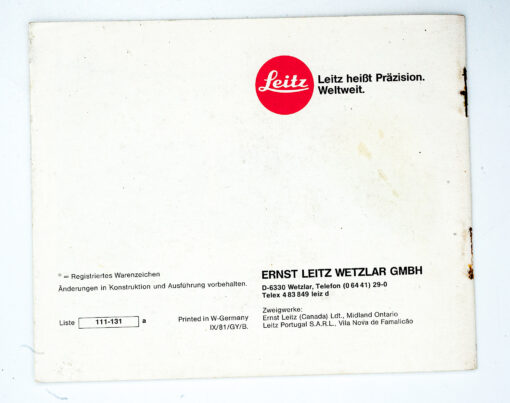 Leica Leitz Nutzlicher Zubehör Zur Leica R4 / Accessories in German
