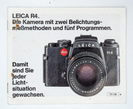 Leitz Leica R4 die kamera mit zwei Belichtungsmessmethoden und funf Programmen