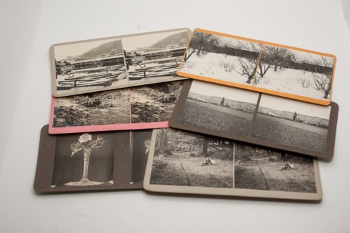 36 stereo photos / stereocards black and white 9x18cm / family snapshots