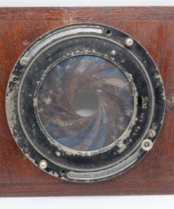 Large ICA Iris Flange, lens holder on wooden lensboard