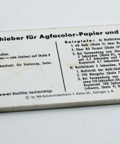 Calculator ruler for chemical developments by Agfa | belichtungszeitschreiber