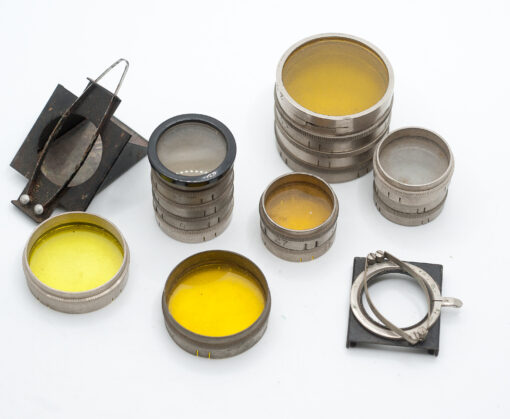 Large set of Clip-on Filters 1910-1930s Yellow, clear 26mm 27mm 28mm 36mm 37mm 42mm