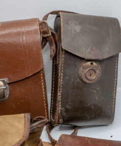 7 different vintage camera cases, leather, Kodak, Pentax, brandless