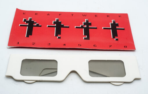 Awesome paper Kraftwerk 3D Glasses from 2019 for 12345678 with red paper case featuring the artwork. Still in excellent condition.