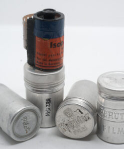 Aluminium 35mm Film canisters / Film cans (4x) + 1x Isopan ISS